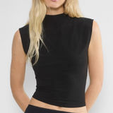 Aritzia Wilfred Black Smooth Matter Botanist Tank Mock Neck Small Photo 0