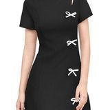 Cider Boat Neck Bow Tie Mini Dress Photo 0