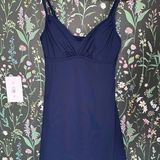 Lands' End OnePiece Swimsuit Dress Navy Blue Sz 6 Long Photo 0