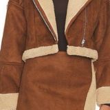 Lovers + Friends NWT  Matching Set Lea Faux Suede Shearling Jacket Skirt Sherpa S Photo 0