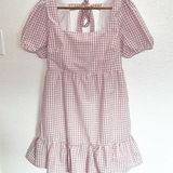 Rue 21 Pink And White Gingham Open Back Mini Dress Photo 0