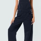 Edikted  Wide Leg Denim Overalls Dark Black/Blue - Sz Medium Photo 0