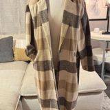 Princess Polly Trench Coat Plaid Brown Photo 0