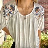Knox Rose Floral Embroidered High-Low White Top Photo 0