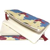 Rachel Pally Women’s Clutch Reversable flat zip leather floral clutch Cream Blue NEW Photo 0
