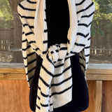 Free People University Stripe Sweater Scarf White Black Stripe One Size. NEW Photo 0