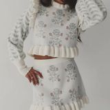 Amazing Lace Knit Floral Sweater Set Photo 0