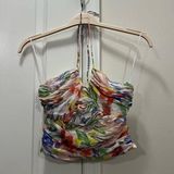 AQUA Multicolor Halter Crop Top Size Small Photo 0
