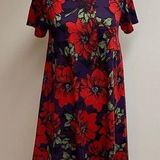 LuLaRoe  Short Sleeve Red Floral Dress Photo 0