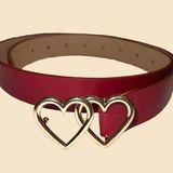 Double gold heart red fashion belt. New Photo 0