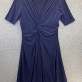CHAPS Women's Dress Solid Navy Blue Short Sleeve Size Petite XL V Neck Sheath Photo 0