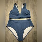 Ribbed Bikini Set Blue Size L Photo 0