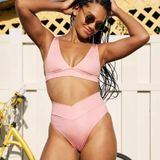 Aerie Ribbed Shine Tie Back Triangle Bikini Top Photo 0