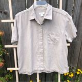Christopher & Banks  cropped Beige Shirt Top Blouse Linen Blend L Photo 0