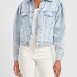 EXPRESS Ballon sleeve denim trucker Jacket New Photo 0