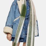 Topshop green and pink fringe long scarf NWT Photo 0