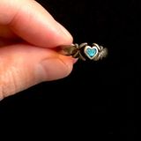 Sterling Silver signed turquoise heart ring Navajo Photo 0