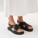 ALOHAS NICO BLACK LEATHER SANDALS Photo 0