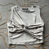 ZARA  | Suede Like Knot Top Silver Gray Small Photo 0