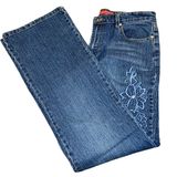 Cosmopolitan Dark Blue Wash Y2K Floral Jeans  Beaded Design Women’s Size 10 Reg! Photo 0