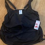Lands' End Women’s Lands’ End Underwire Black Tankini Top Plus 16W New Photo 0