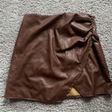 Fashion On Earth Brown Leather Mini Skirt  Photo 0