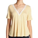 Abound Nordstrom  Yellow Lace-Up Stripe Tee Photo 0
