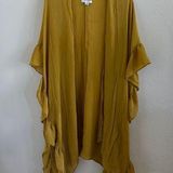 FAVLUX Mustard Boho Ruffle Longline Oversized Kimono Wide Arm Holes Medium Photo 0
