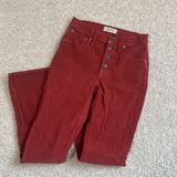 Madewell  Cali Demi Boot Corduroy Button Fly Pants Canterbury Red 24T Photo 0