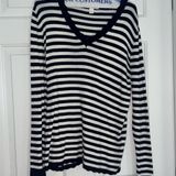 Nordstrom 's 1901 | Blue and White Striped V-Neck Sweater | XL Photo 0