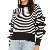 Endless Rose Revolve Black & White Striped Sweater With Ruffles Photo 0