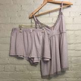 Marilyn Monroe  XL Pajama V-Neck Lace Strappy Tank Top Elastic Waist Shorts 2 Pc Photo 0