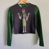 Desigual  Cropped Slim Fit Tee Egyptian inspired Size Small Made in Spain NWT Photo 0