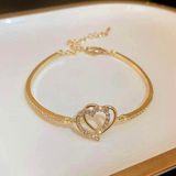 18K Gold Plated Double Heart Charm Bracelet for Women Photo 0