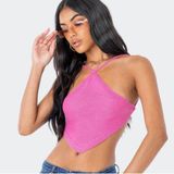 Edikted Pink Knit Top With Open Back Photo 0