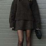 Ohrose Brown Sweater and Skirt Set Photo 0