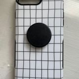 Casely Grid Design iPhone 8 Plus Case With Black Pop Socket White Photo 0