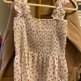 Amazon Red Rose Patterned White Tank Top Photo 0