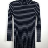 Abound  Mock Neck Ribbed Striped Dress Black White Photo 0