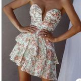 Hello Molly  Asymmetrical Floral Strapless Dress Photo 0