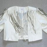 Le lis Boutique White Faux Leather Fringe Jacket 90s Western Country Concert SzS Photo 0