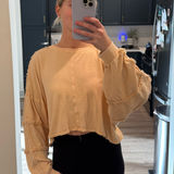 Free People Movement Free People FP Movement Orange Creamsicle Cropped Long Sleeve Tee - SIZE M Photo 0