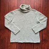 Eileen Fisher Womens Green Marled Wool Turtleneck Sweater Italian Yarn Large Photo 0