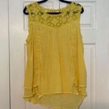 Style & Co  Yellow Lace Trip Swing Top Photo 0
