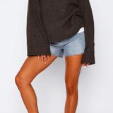 White Fox Boutique Winter’s Chill Knit Sweater Chocolate Photo 0