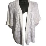 Notations White Knit Open Short Sleeve Cardigan Size 1x Photo 0