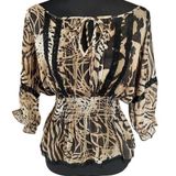 Guess Animal Print 3/4 Sleeve Blouse, size Small Photo 0