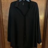Massini Massani Silky Black Button Up Shirt Photo 0