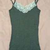 Michael Stars size S green w/green lace trim tank top GUC Photo 0