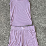SKIMS  Soft Lounge Ribbed Tank & Boxer Set in Sugar Plum Size Small    Photo 0